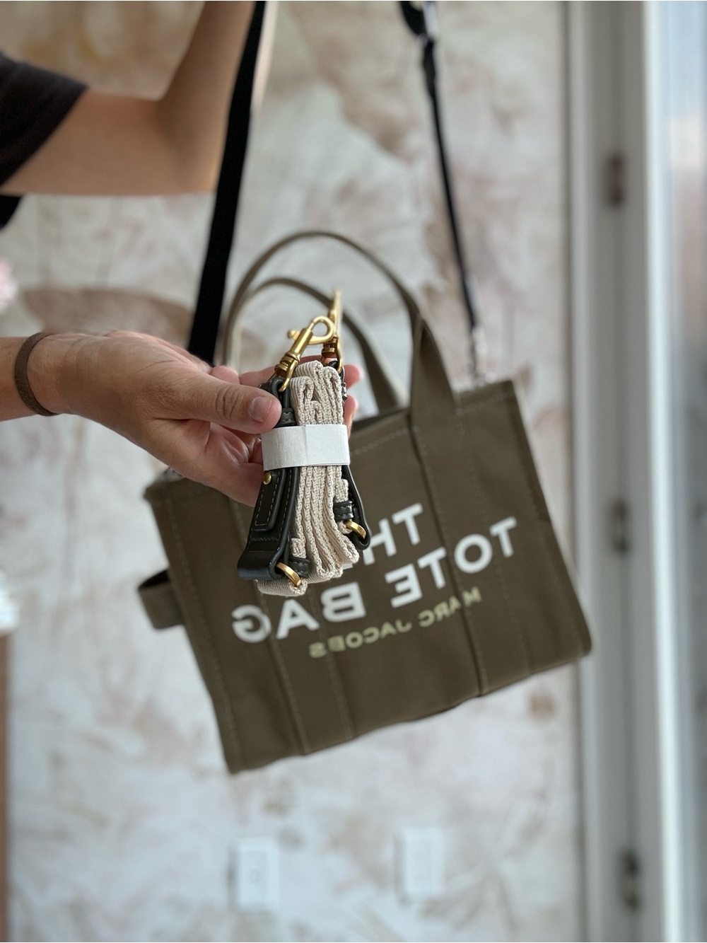 NEW Marc Jacobs Small Canvas Tote in Olive Green with White Logo - Picture 7 of 10